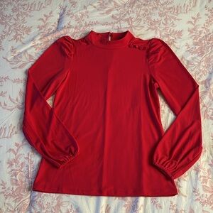 Ann Taylor Long Sleeve Red Blouse